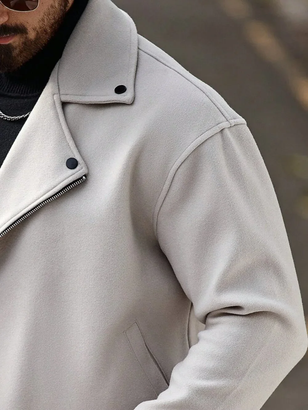 Apricot Casual Men's Long Sleeve Biker Jacket